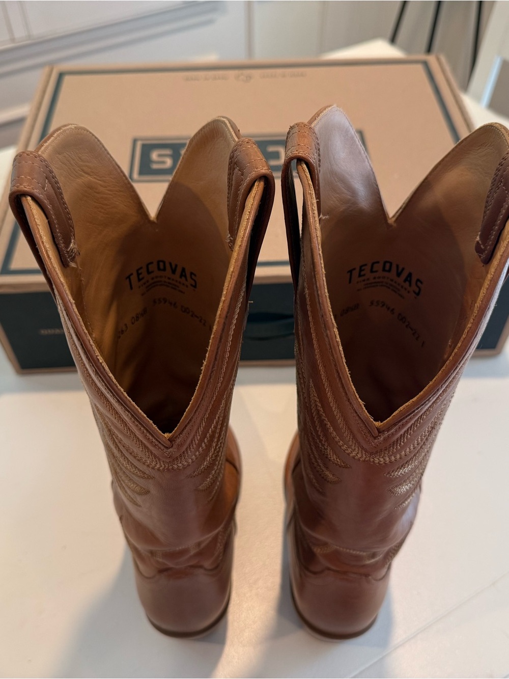 Tecovas Annie Brown Leather Western Heeled Boots - 8.5 B Bovine Caramel - Picture 10 of 16